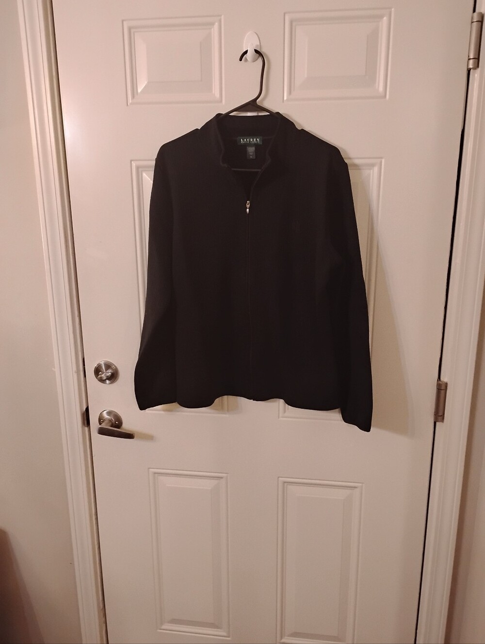 Ralph Lauren Black Zip-Front Jacket Preppy Old Money Classic